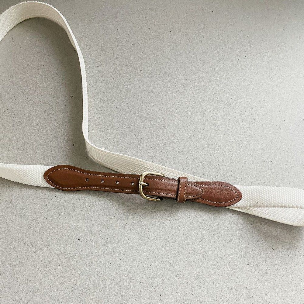 Carlisle Cream Canvas Belt with Brown Leather Accents